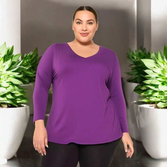 Just My Size Tops - Just My Size 4X Active Long Sleeve Shirt Protects from UV Rays